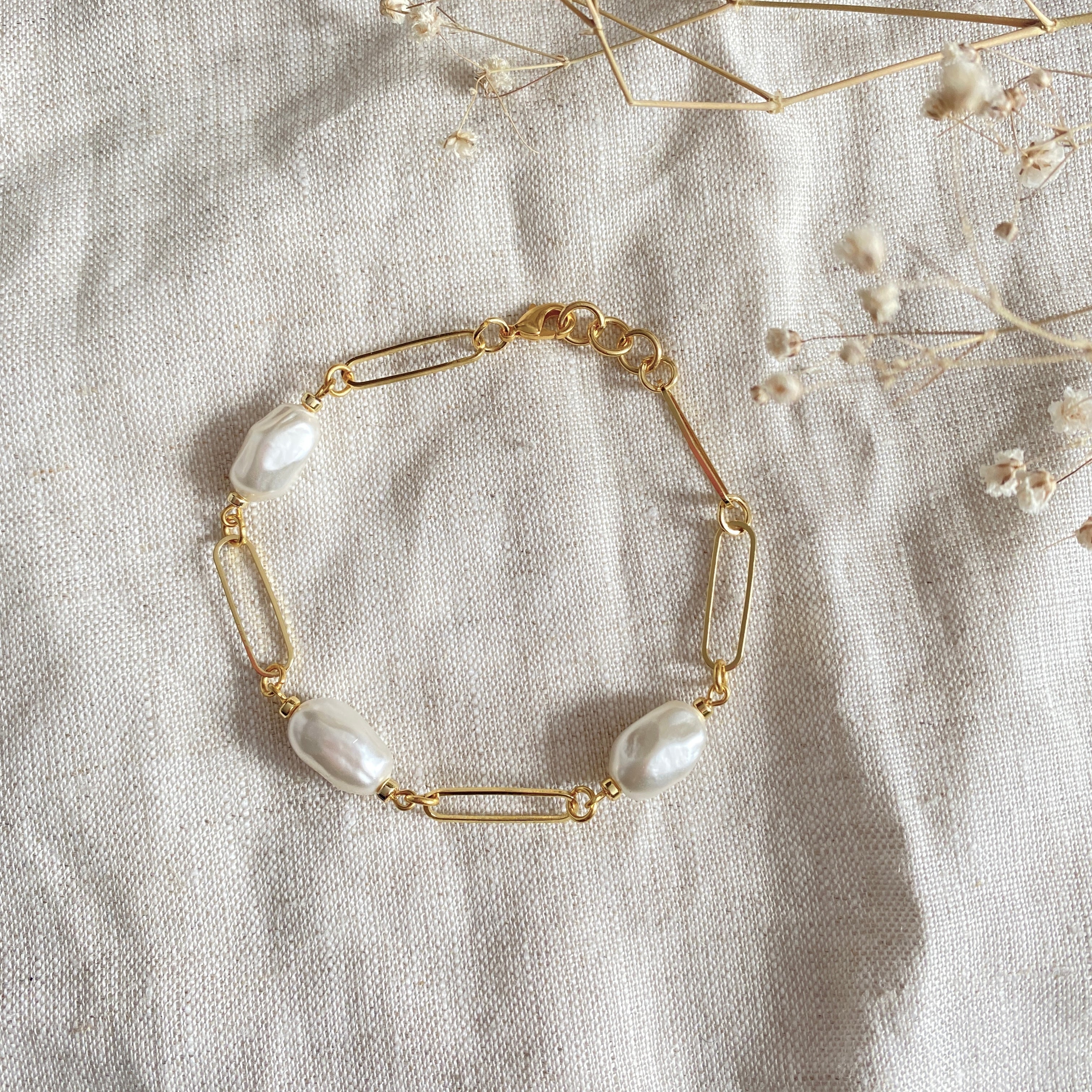 Pulsera eslabones y perlas