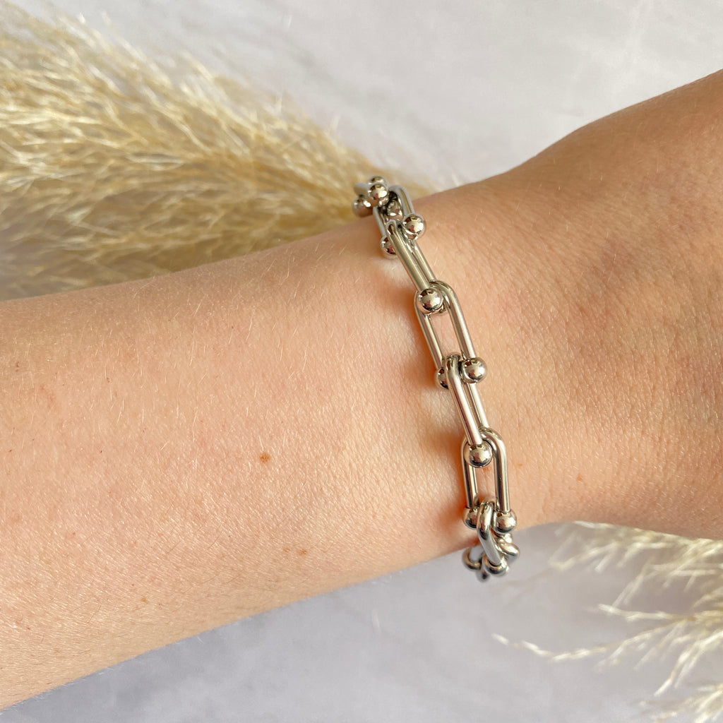 Pulsera eslabones gruesos Plata