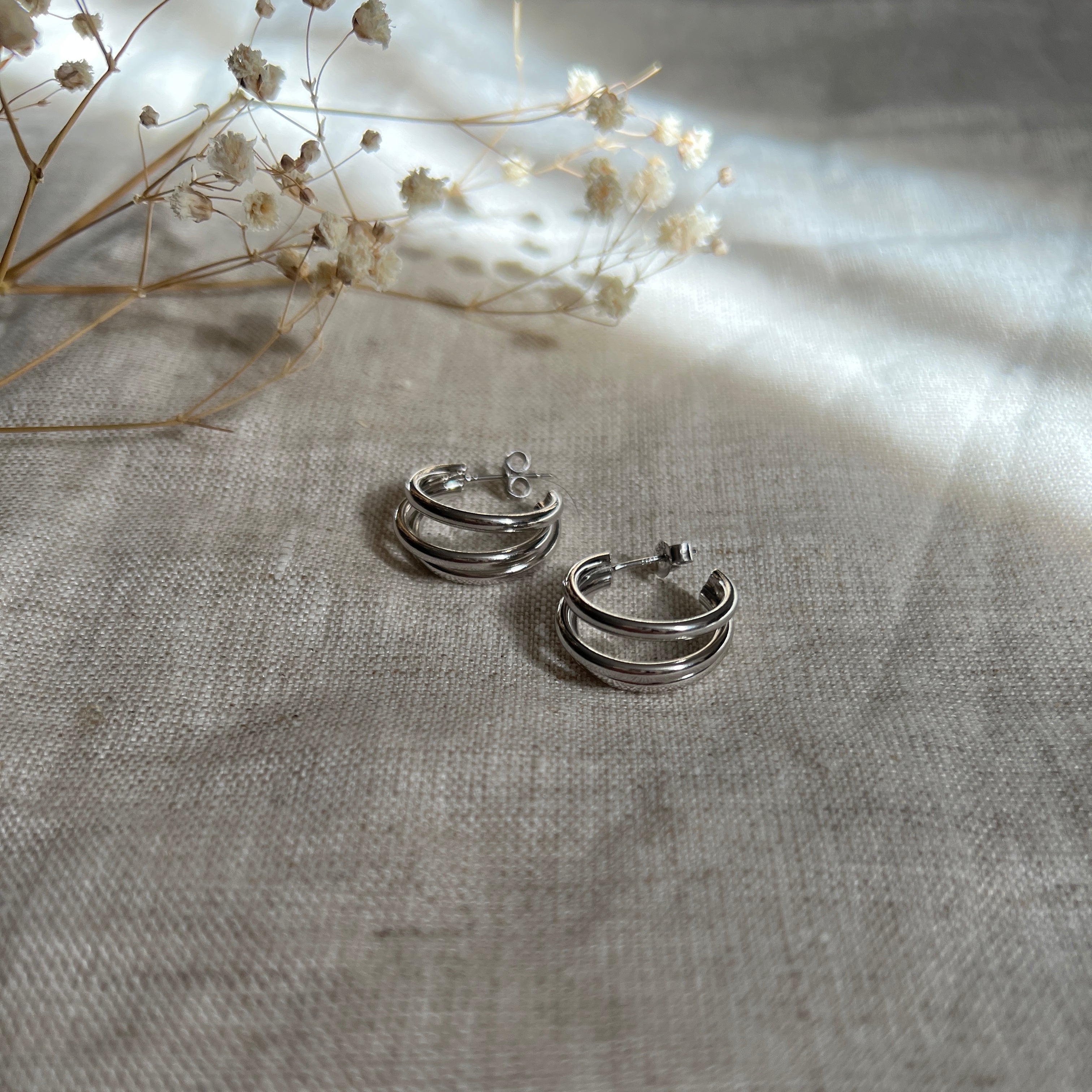 Argollas triple maxi plata