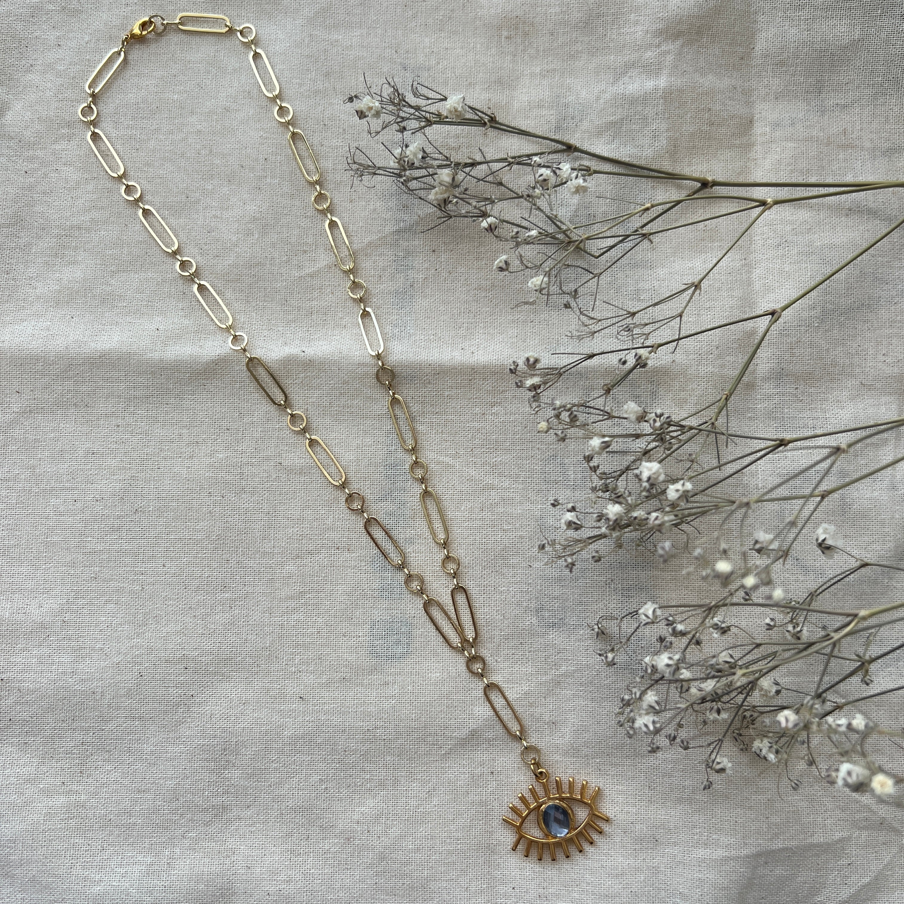 Collar Ojo Azul Oro