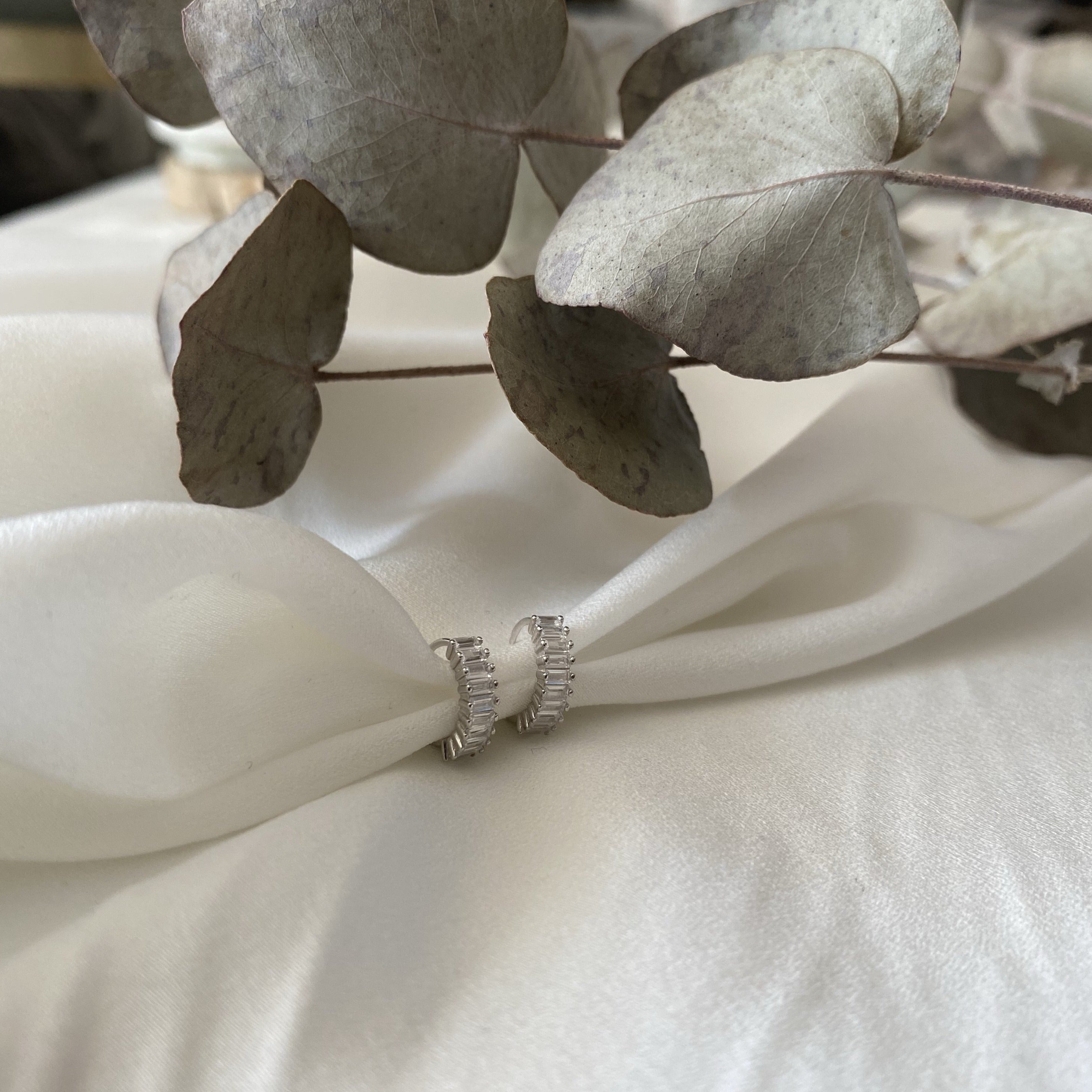 Argollas Circones Baguette Plata